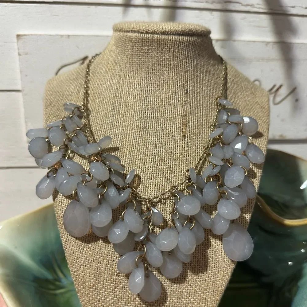 Vintage Necklace Boho Bohemian Grey Cha Cha Style Statement  18”
